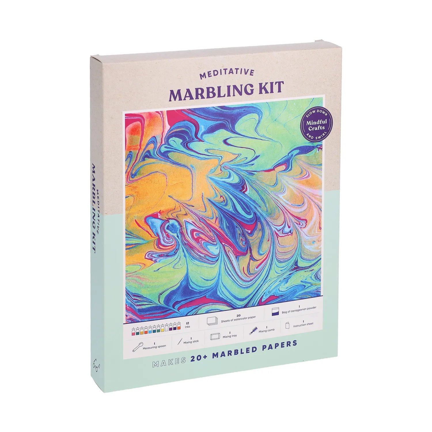Mindful Crafts Meditative Marbling Kit marmoreringssett 12 farger