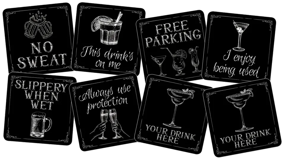 Peter Pauper Press This Drink's on Me glassbrikker 8 stk humor