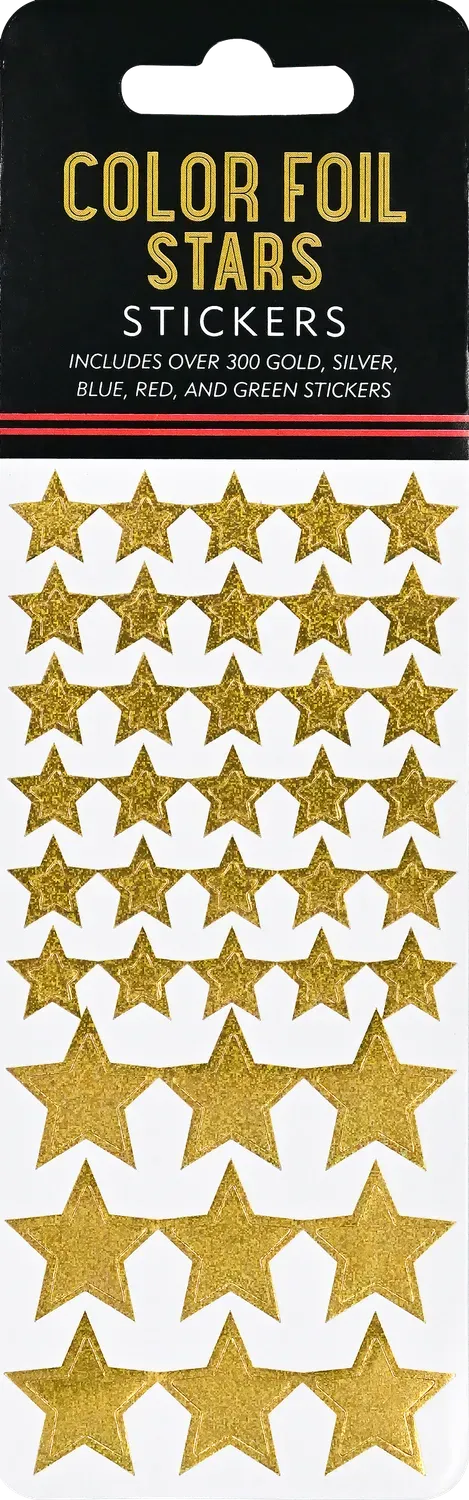 Peter Pauper Press Color Foil Stars klistremerker 300 stk