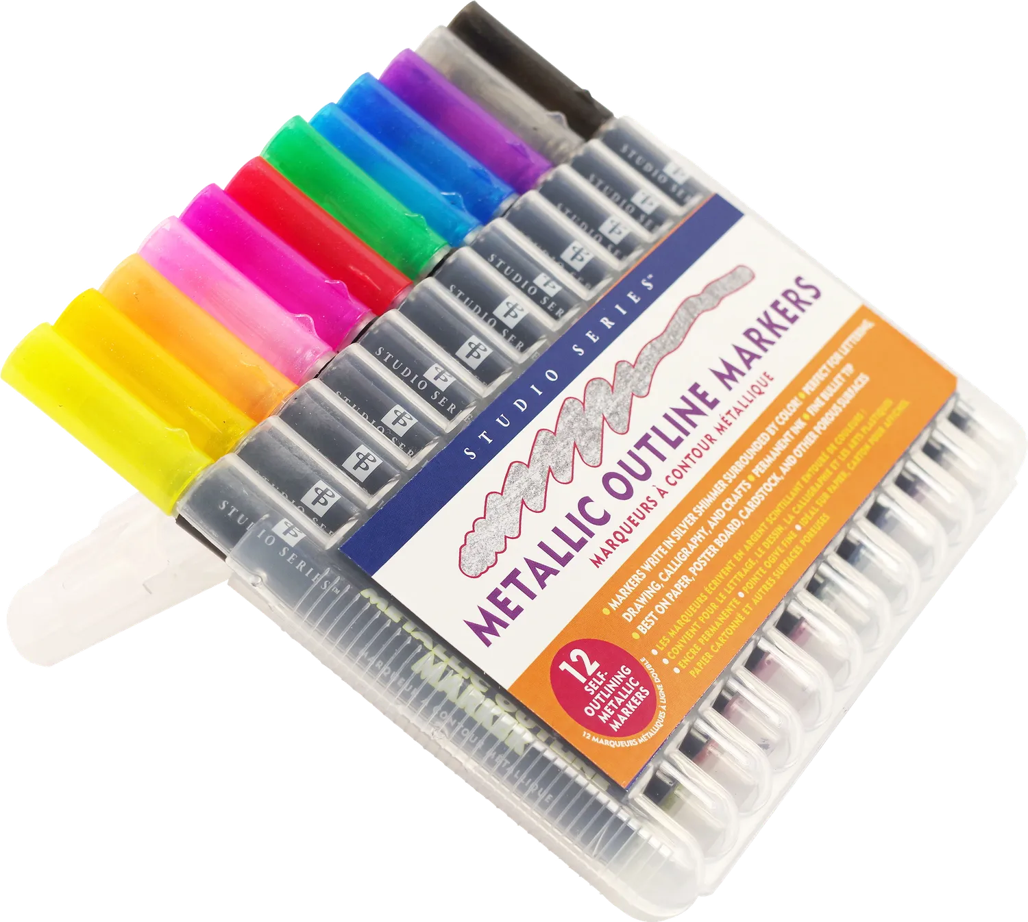 Studio Series Metallic Outline Markers tusjer 12 stk sølv