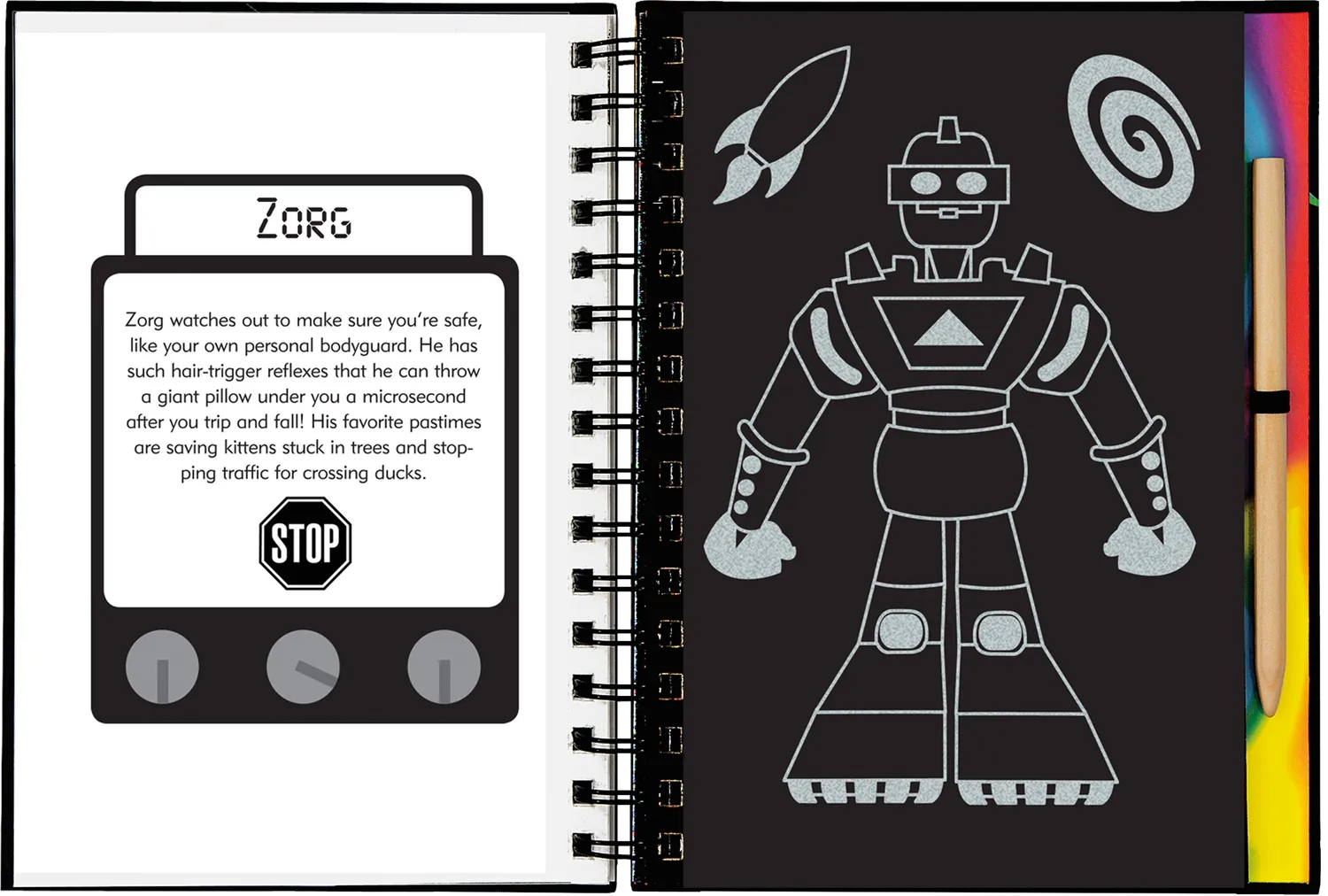 Peter Pauper Press Robots Scratch and Sketch skrapebok robot