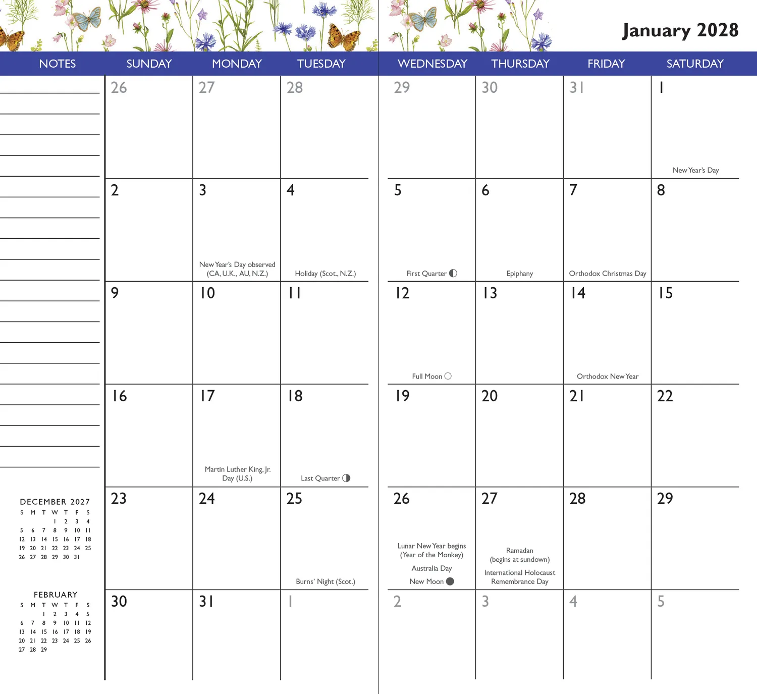 Peter Pauper Press Wildflower Garden lommeplanner 27-28