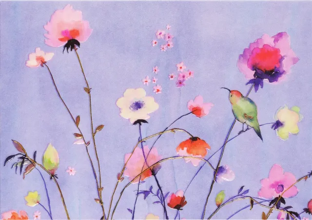 Peter Pauper Press Lavender Wildflowers notatkort 14 stk preget