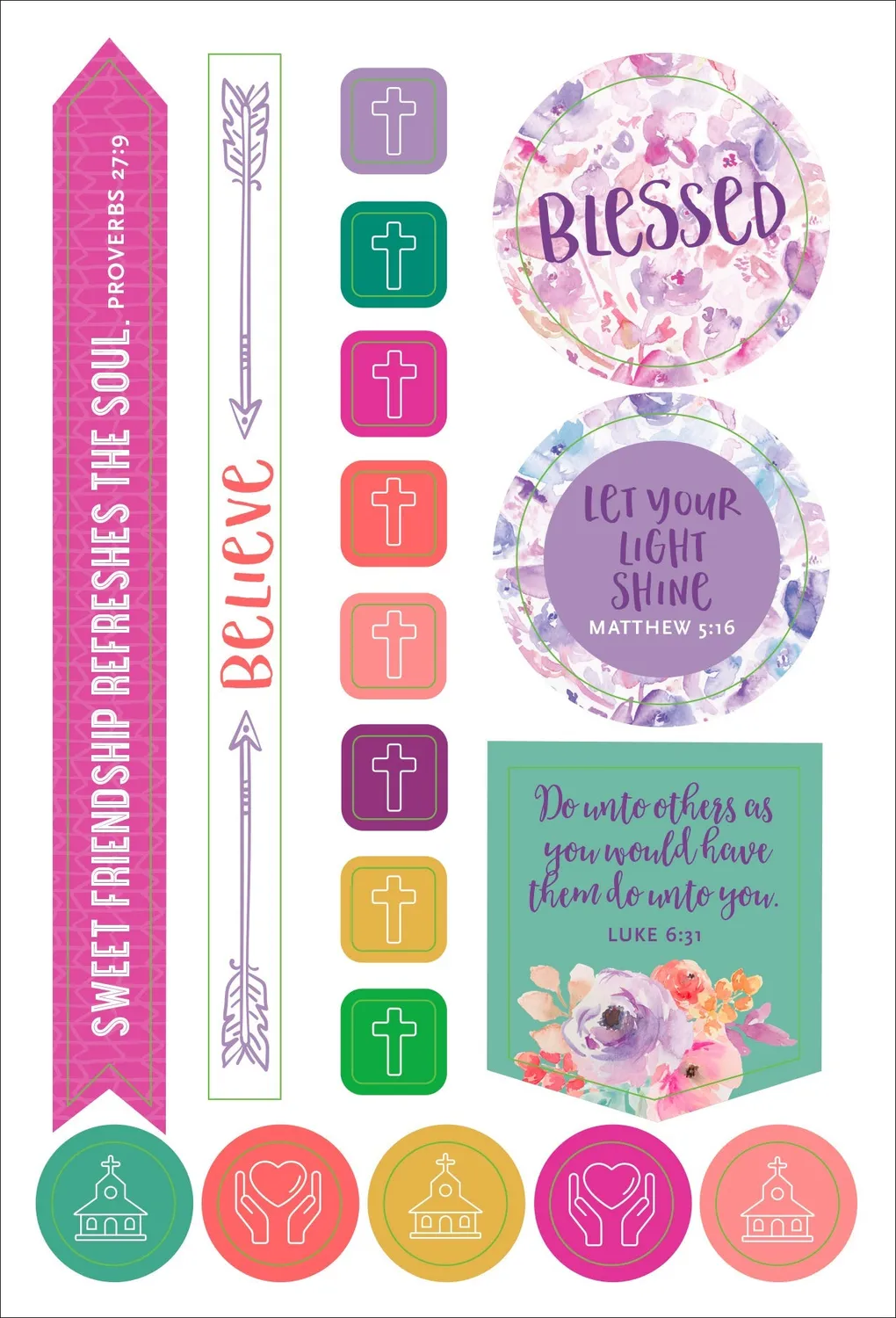 Essentials Faith planleggerklistremerker 150+ stk tro