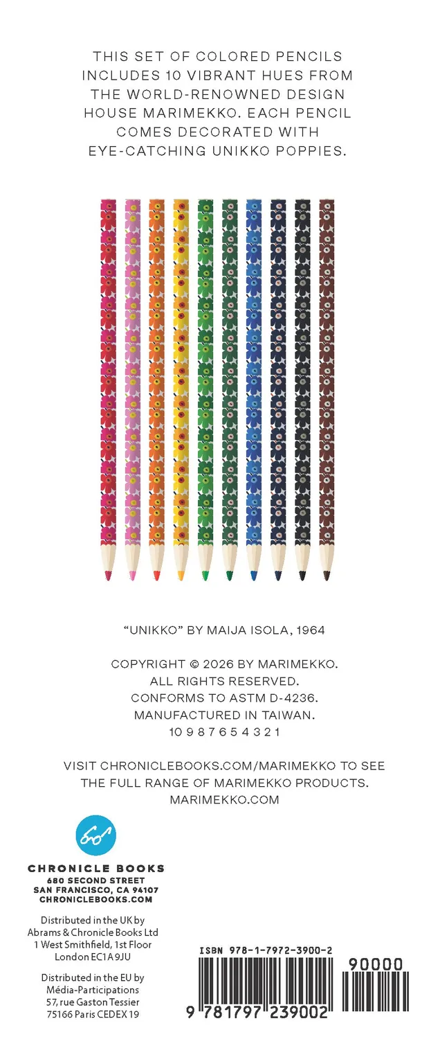 Marimekko Unikko fargeblyanter 10 stk blomst