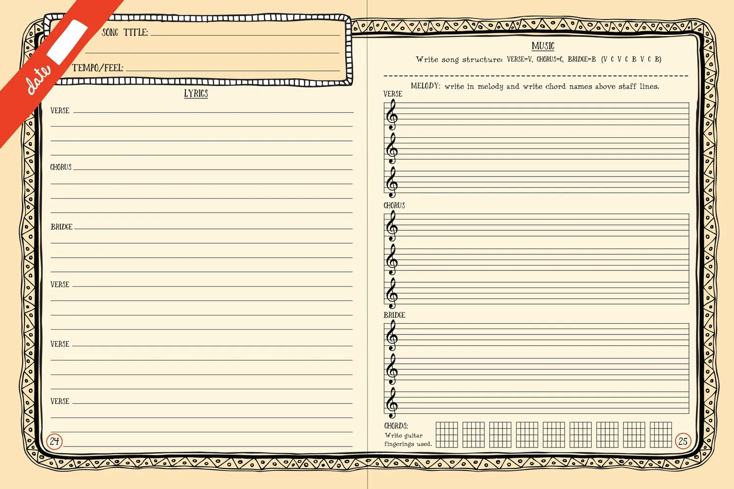 Peter Pauper Press Songwriter's Journal notatbok noter
