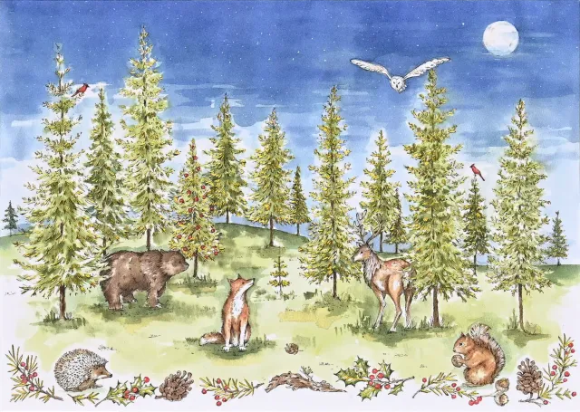 Peter Pauper Press Woodland Wonder julekort 20-pk gullfolie
