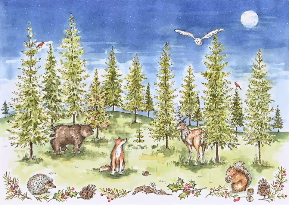 Peter Pauper Press Woodland Wonder julekort 20-pk gullfolie