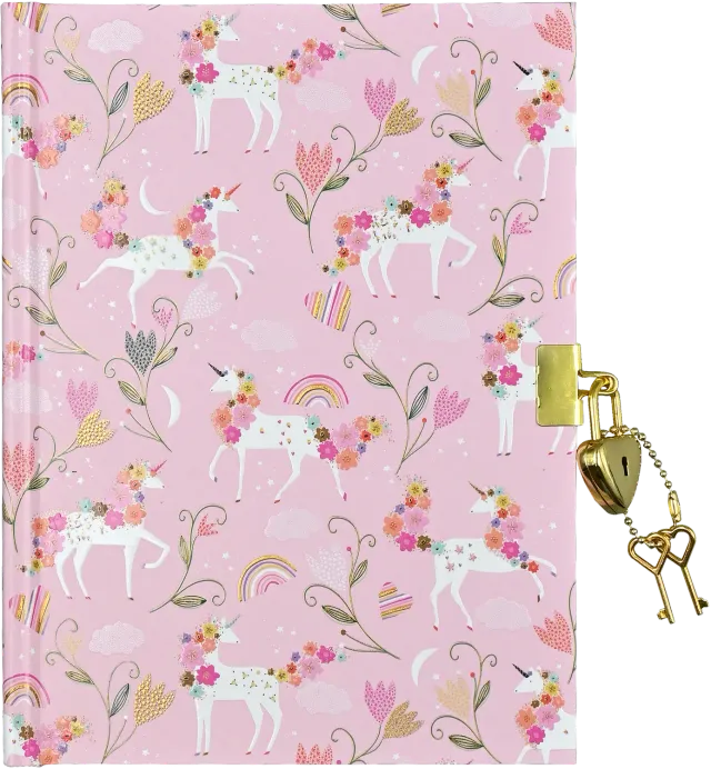 Peter Pauper Press Unicorn Blooms dagbok med lås 192 sider