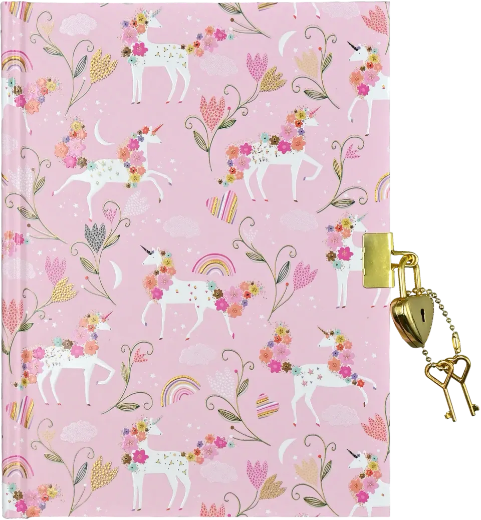 Peter Pauper Press Unicorn Blooms dagbok med lås 192 sider