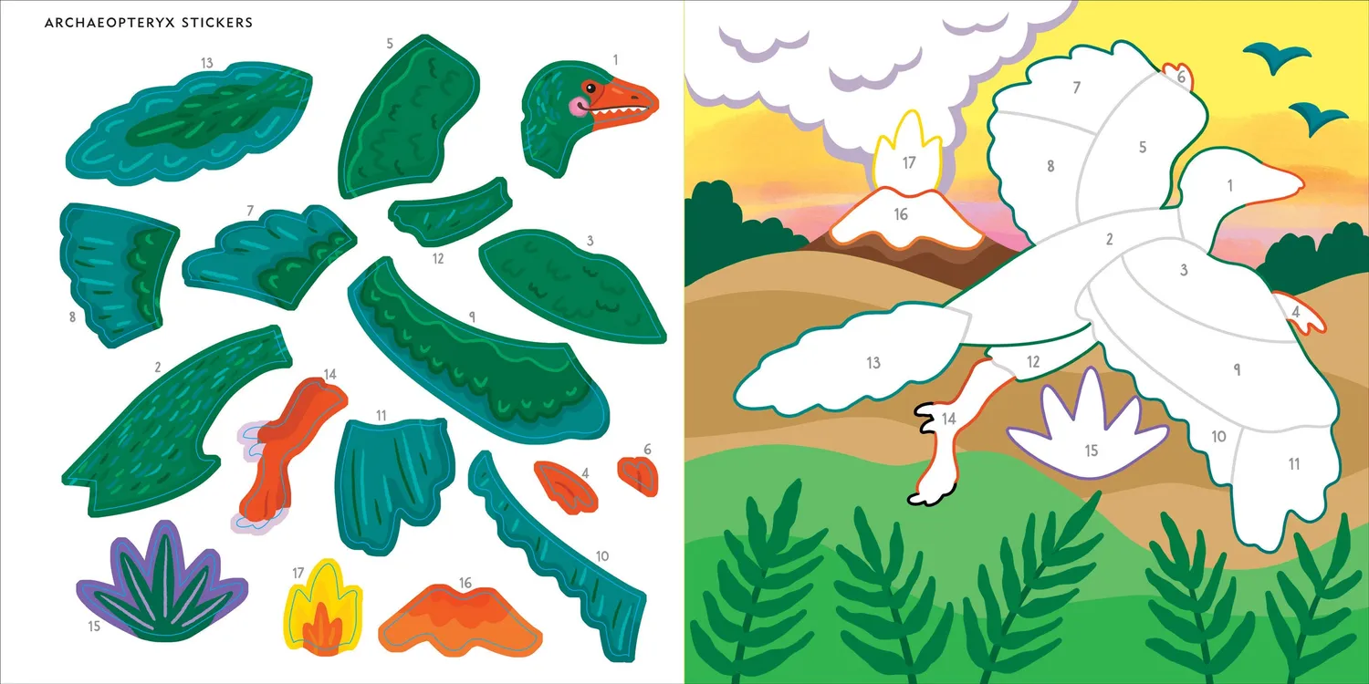 My First Color-by-Sticker Dinosaurs klistrebok 14 bilder