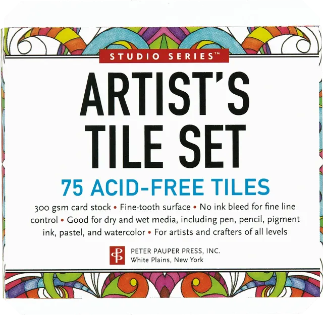 Peter Pauper Press Studio Series Artist's Tile Set tegnekort hvit 75-pk