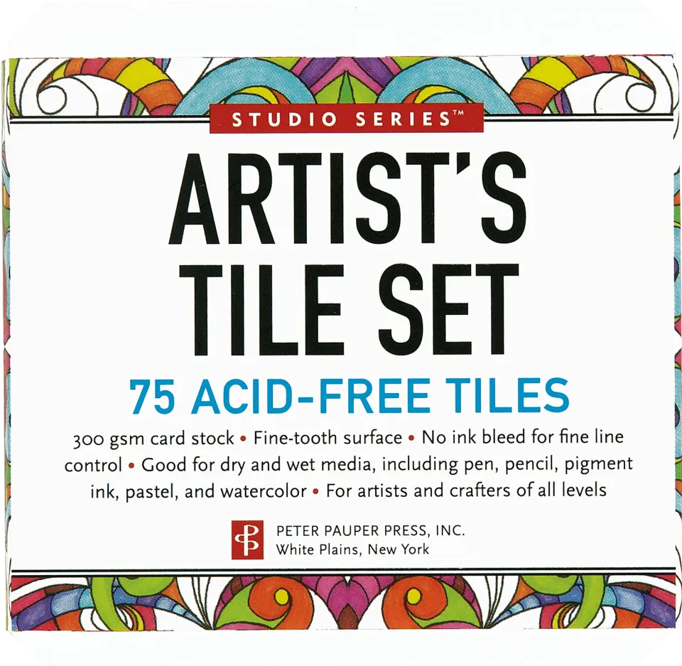 Peter Pauper Press Studio Series Artist's Tile Set tegnekort hvit 75-pk
