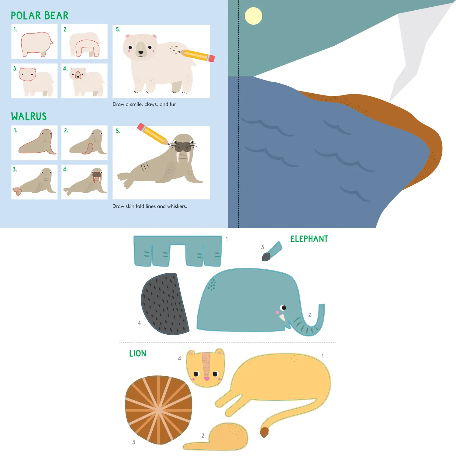 Peter Pauper Press Sticker & Draw Animals klistremerkebok 30 dyr