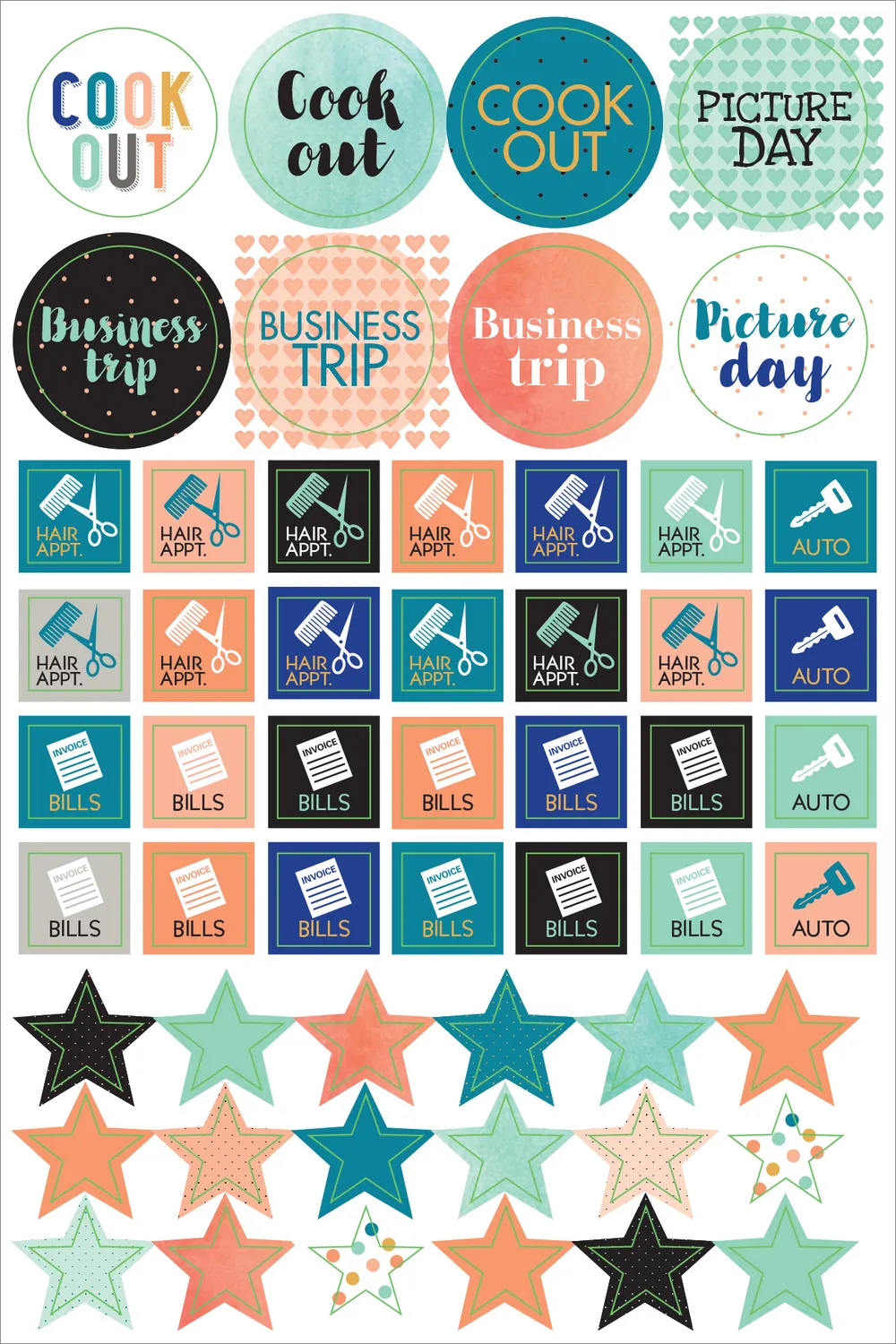 Peter Pauper Press Essentials Mom's Planner klistremerker 575 stk farger