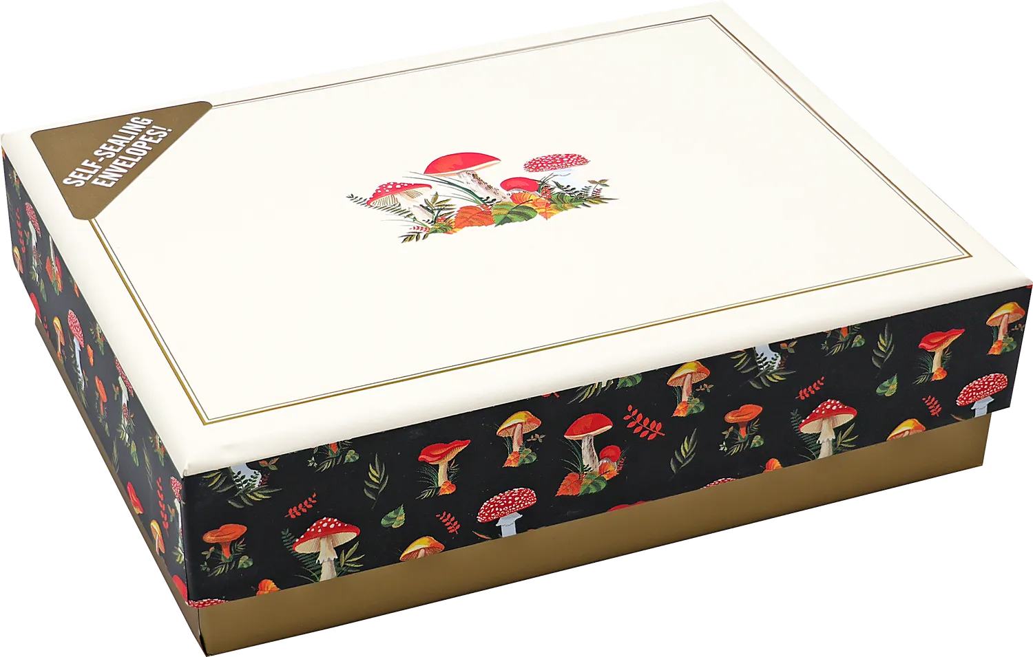 Peter Pauper Press Mushrooms notatkort 14 stk sopp gull