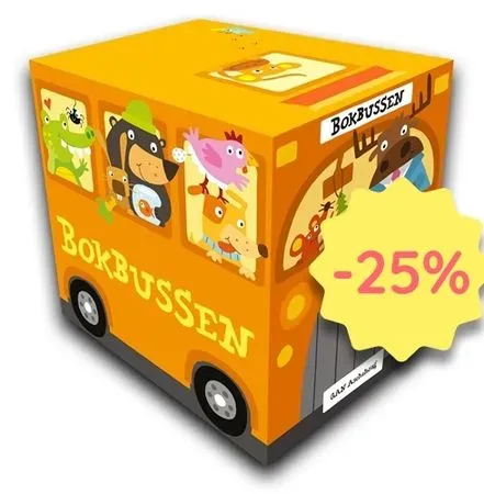 Bokia Bokbussen oransje innbundet bok pent brukt