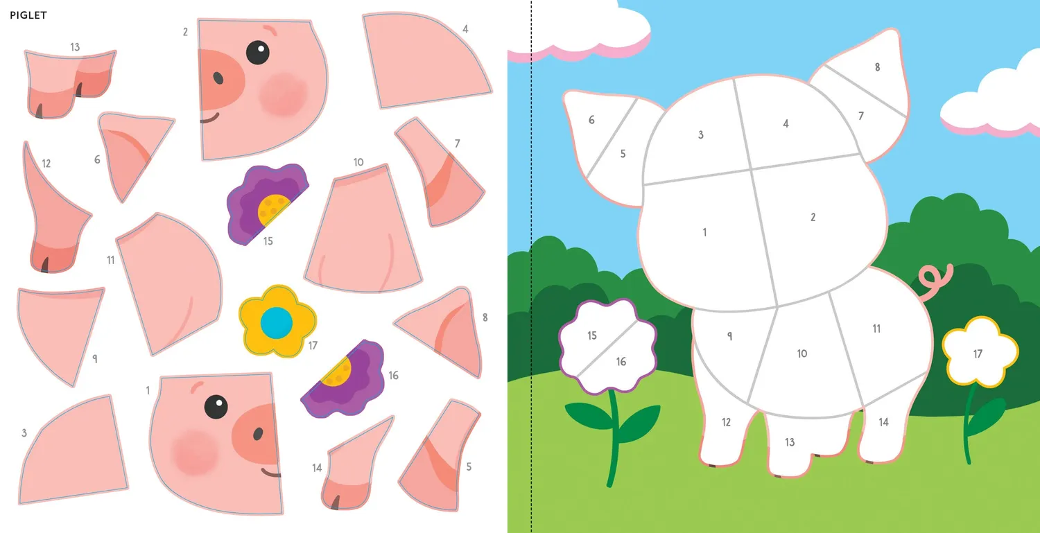 Peter Pauper Press Baby Animals klistremerkebok følg tall