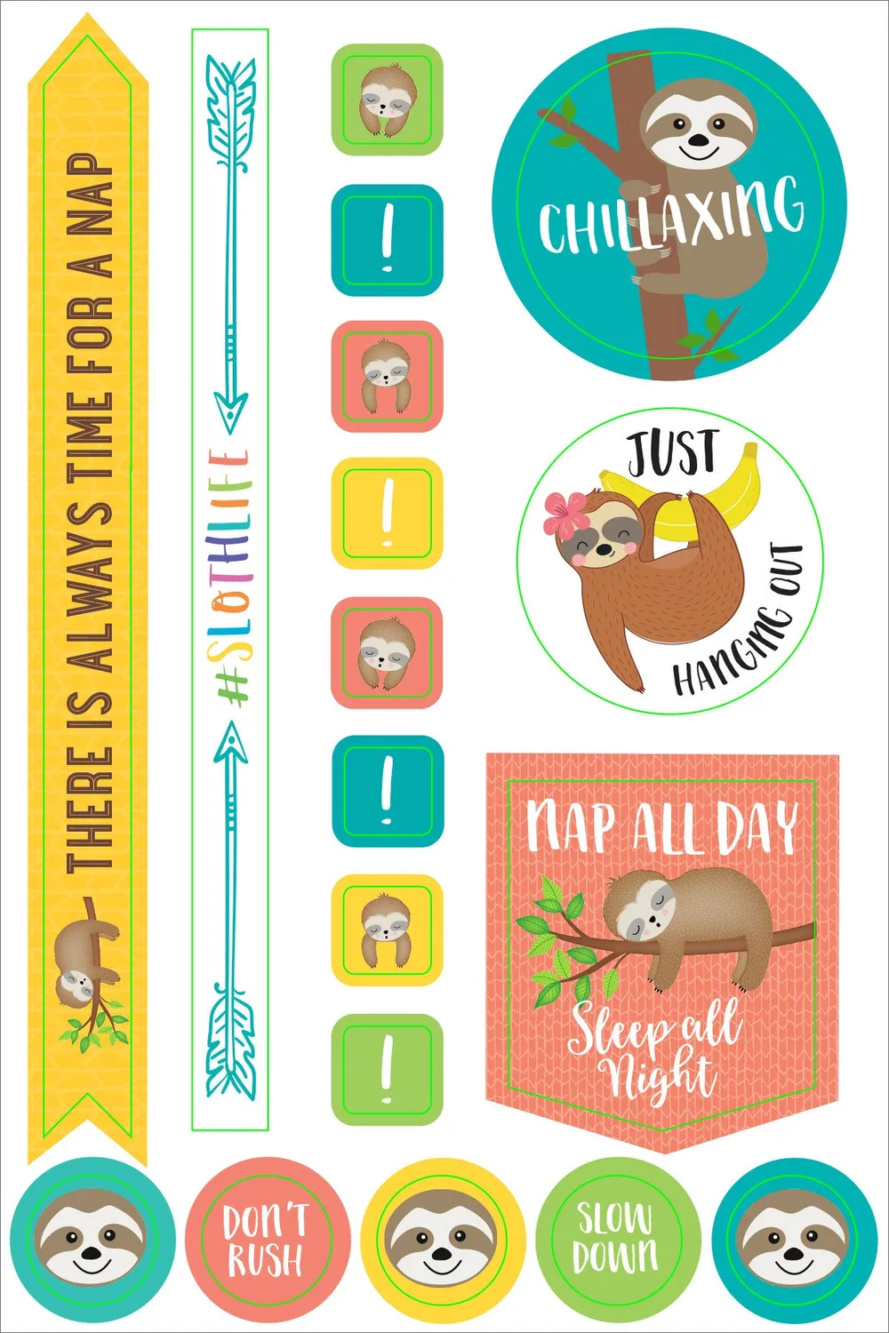 Peter Pauper Press Essentials Sloth klistremerker 160 stk planlegger