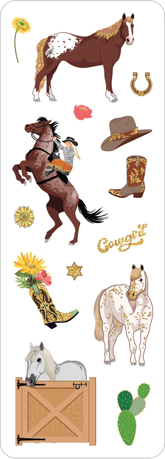 Peter Pauper Press Horses klistremerker 70 stk holografisk