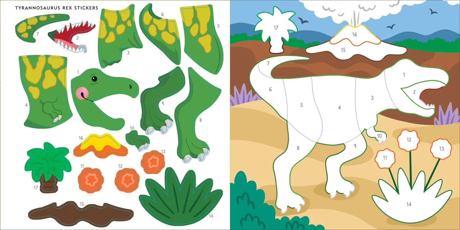 My First Color-by-Sticker Dinosaurs klistrebok 14 bilder