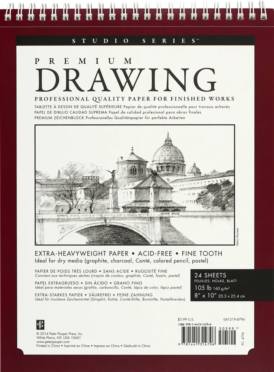 Peter Pauper Press Premium Drawing Pad tegneblokk 8x10