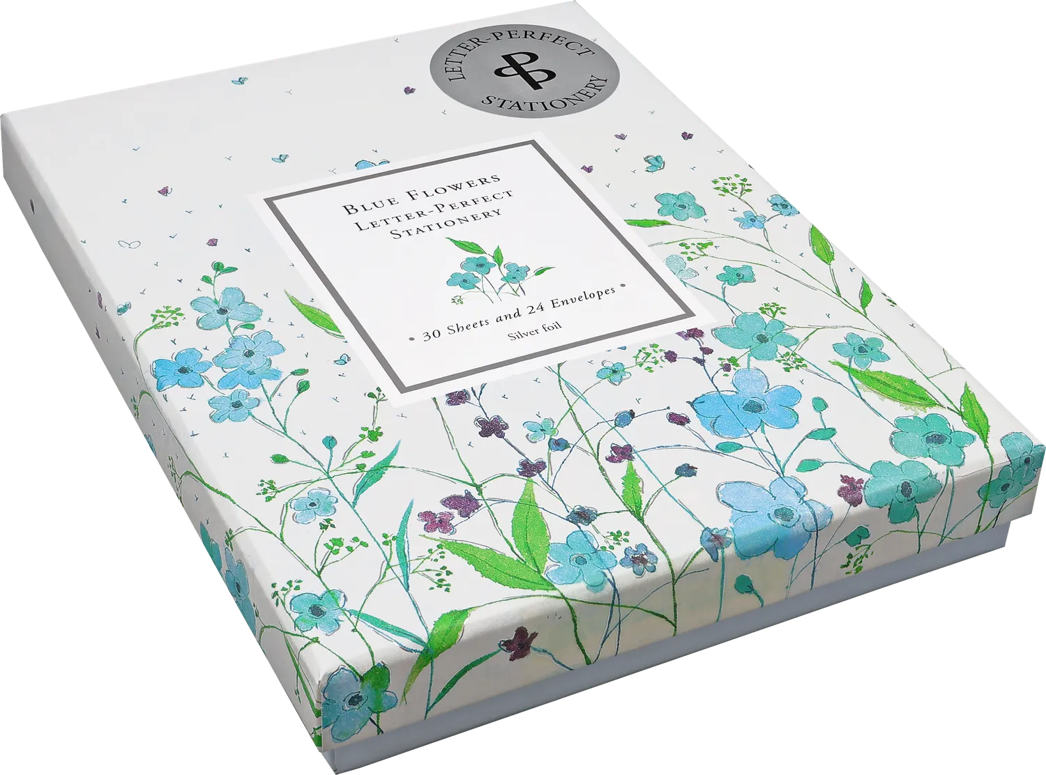 Peter Pauper Press Blue Flowers skrivesett 30 ark blått