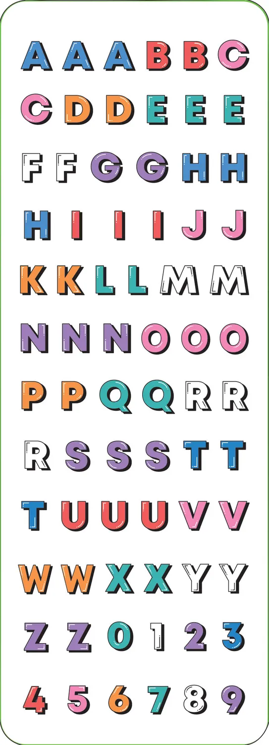 Peter Pauper Press Letters Numbers klistremerker 400+ stk