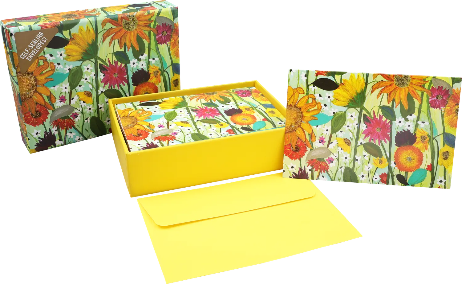 Peter Pauper Press Sunflower Dreams notatkort 14 stk gullfolie