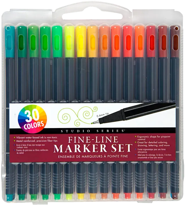 Peter Pauper Press Studio Series Fine-Line Marker Set tusjer 30 stk 0,4 mm