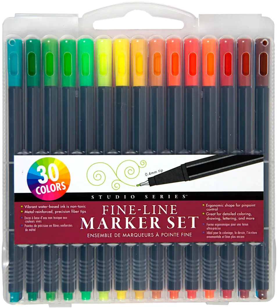 Peter Pauper Press Studio Series Fine-Line Marker Set tusjer 30 stk 0,4 mm