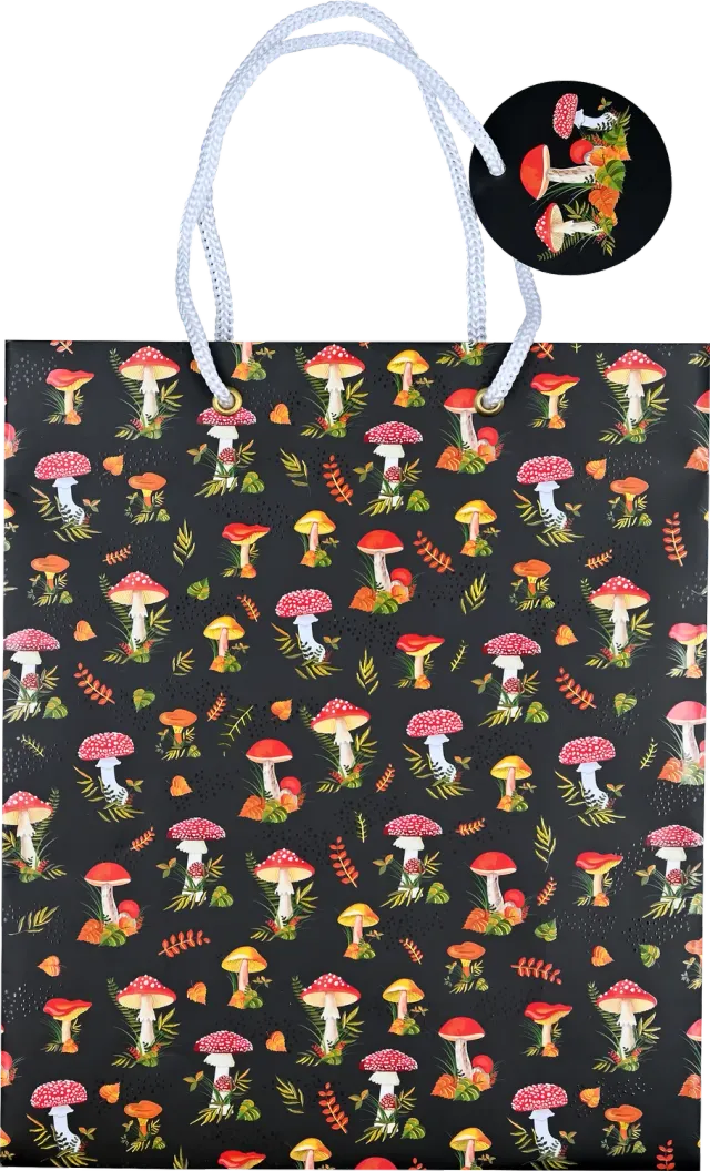 Peter Pauper Press Mushrooms gavepose svart med gull