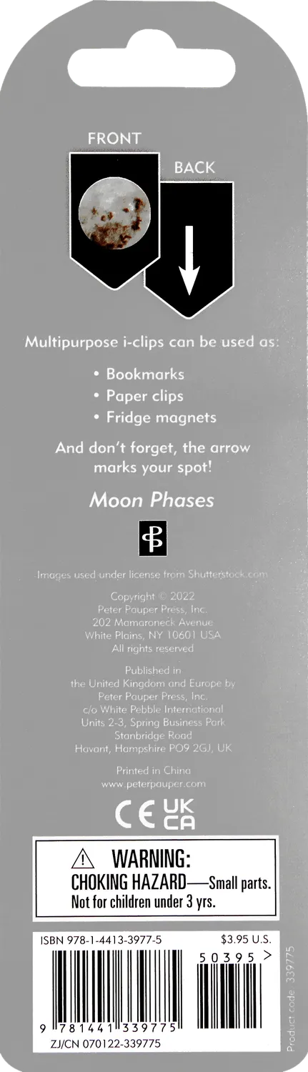Peter Pauper Press Moon Phases i-clips bokmerker 8 stk