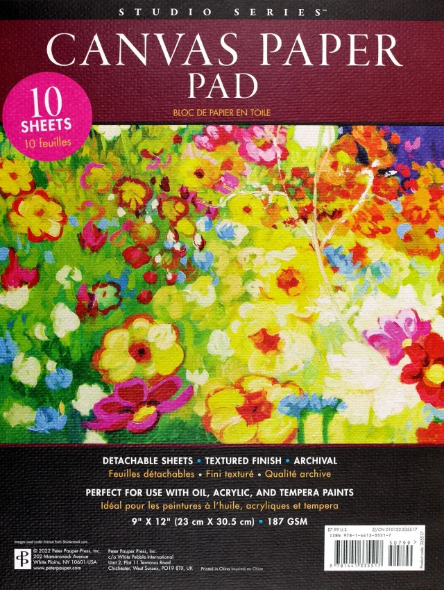 Peter Pauper Press Canvas Paper Pad tegneblokk 10 ark