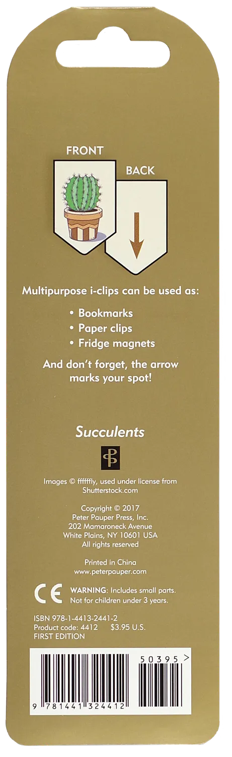 Peter Pauper Press Succulents i-clips bokmerker 8-pk magnetisk