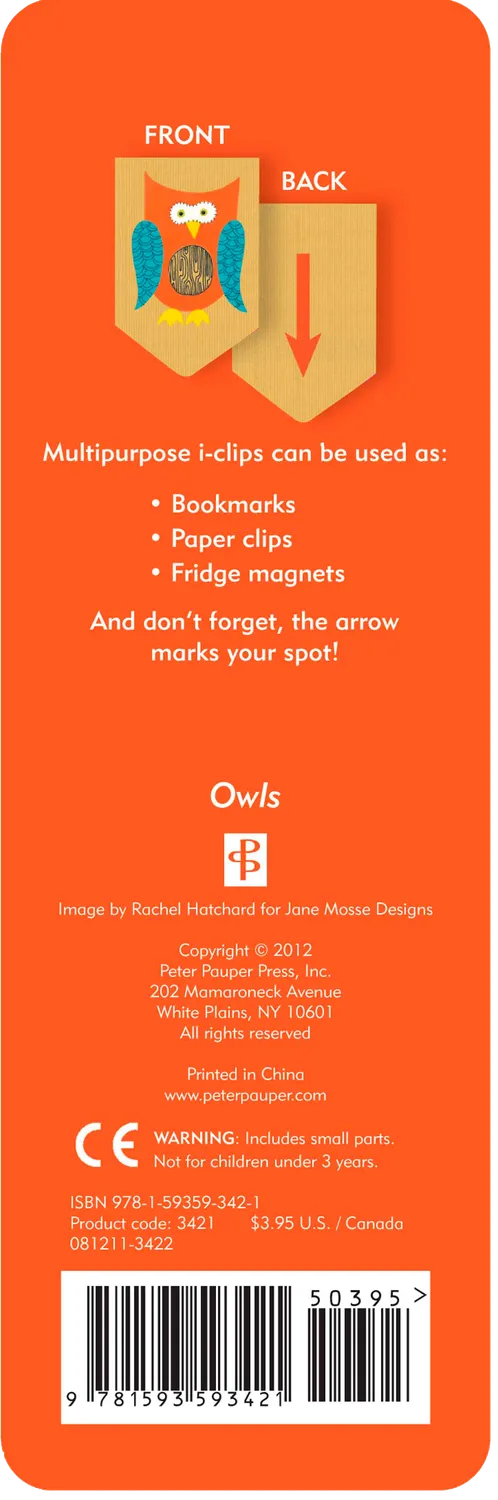 Peter Pauper Press Owls i-clips bokmerker 8-pakning
