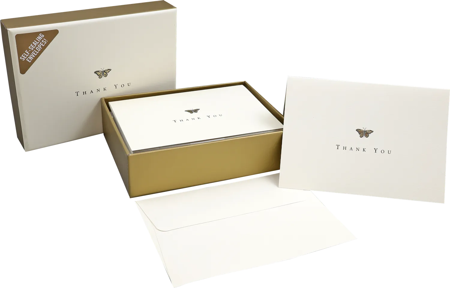 Peter Pauper Press Gold Butterfly takkekort 14 stk gullfolie