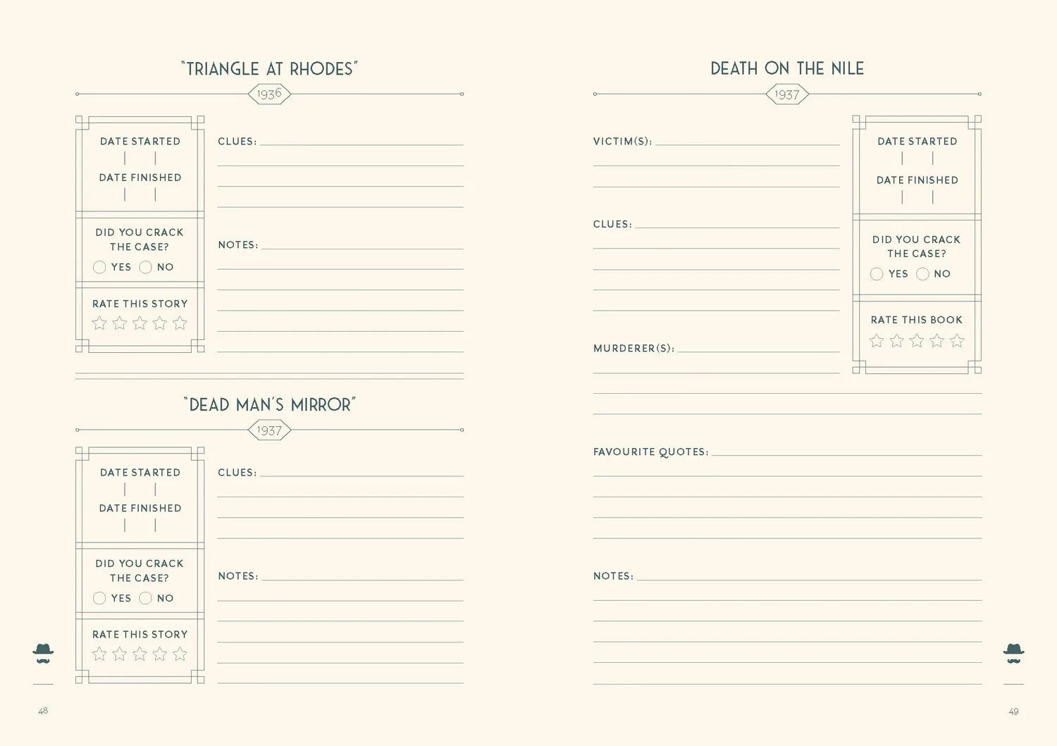 Chronicle Books Agatha Christie Reading Tracker lesedagbok