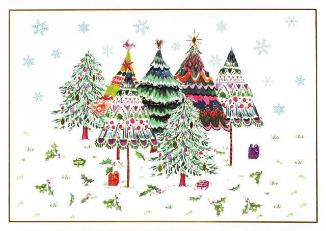 Peter Pauper Press Merry Evergreens julekort 20-pakning gullfolie
