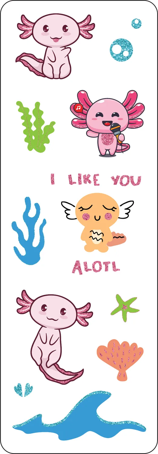Peter Pauper Press Axolotls klistremerker 80-pk holografiske