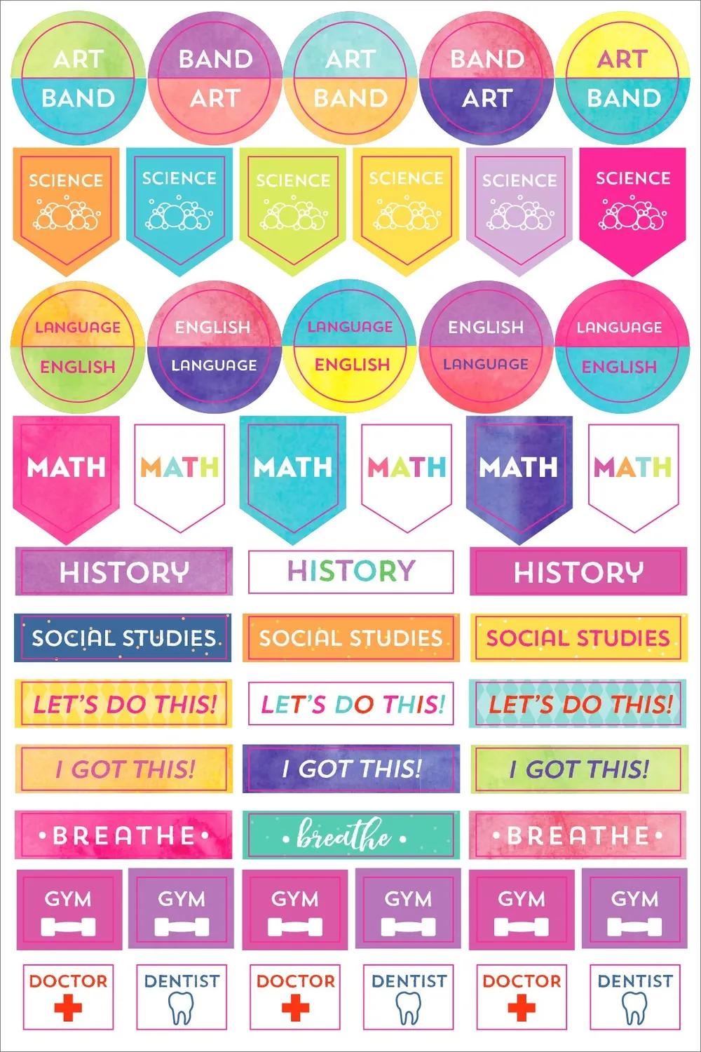 Essentials Student Planner klistremerker 575 stk fargerike