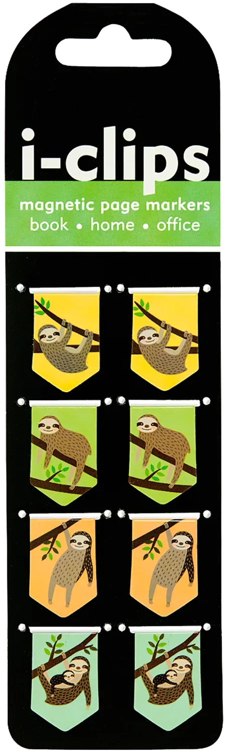 Peter Pauper Press Sloths i-clips bokmerker 8 stk magnetiske
