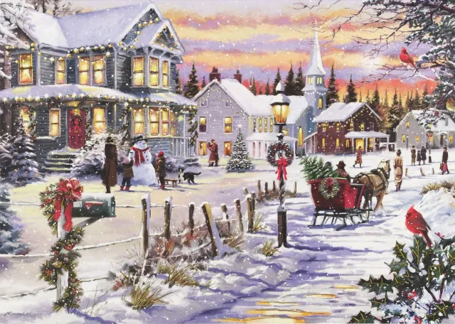 Peter Pauper Press Village Sleigh Ride julekort 20-pakning nostalgisk