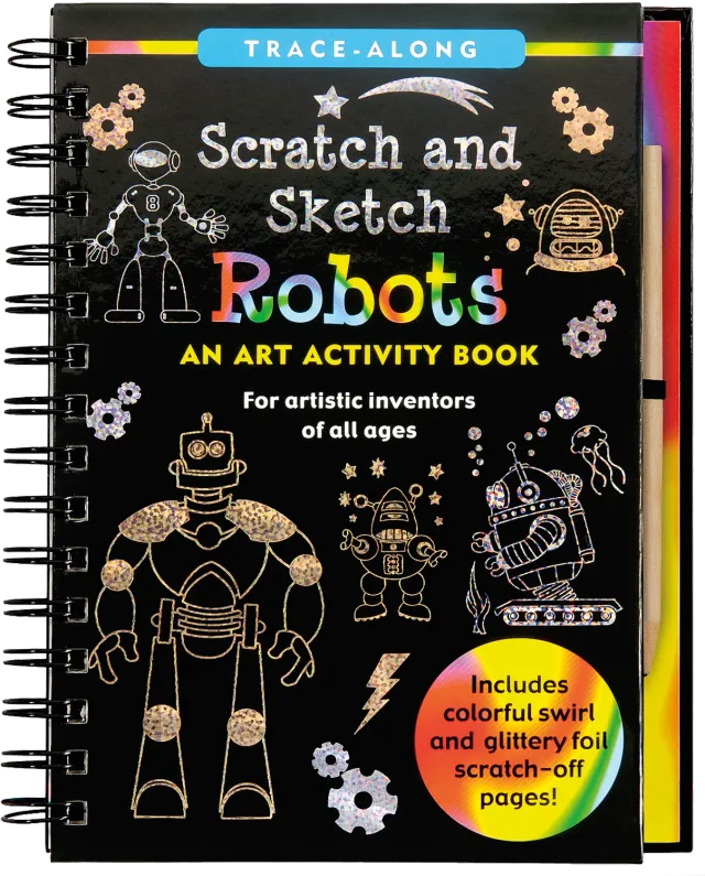 Peter Pauper Press Robots Scratch and Sketch skrapebok robot