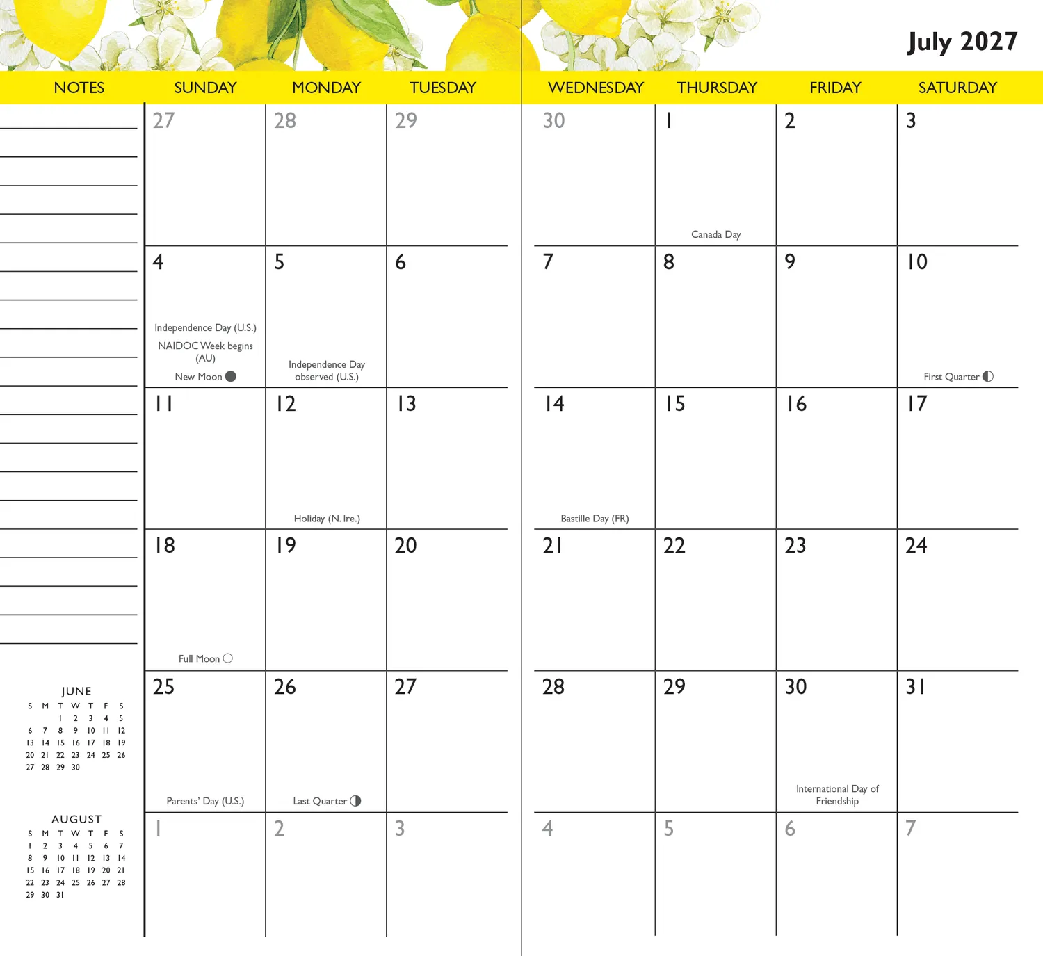 Peter Pauper Press Amalfi Lemons 2027-28 lommeplanner 2 år