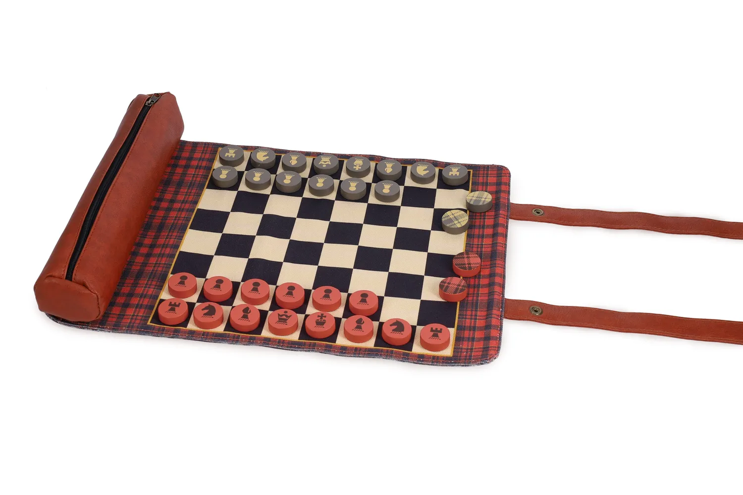 Pendleton Red Black Check sjakk og dammattespill reise