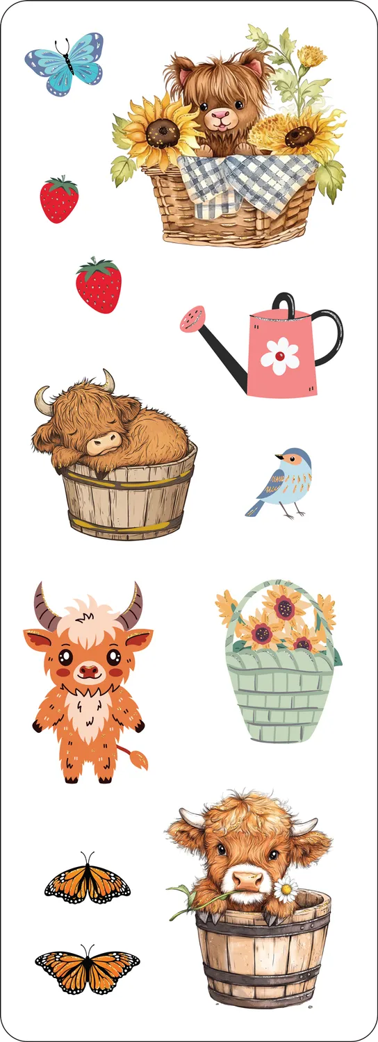 Peter Pauper Press Highland Cows klistremerker 75-pk folie