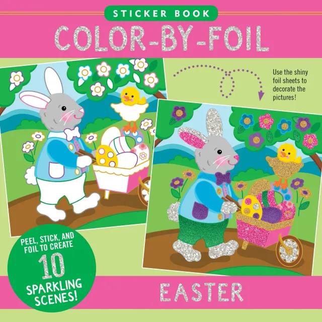 Peter Pauper Press Color-By-Foil Easter klistremerkebok