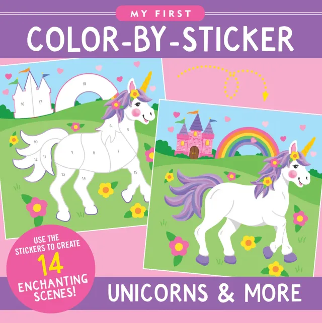 My First Color-by-Sticker Unicorns klistremerkebok barn