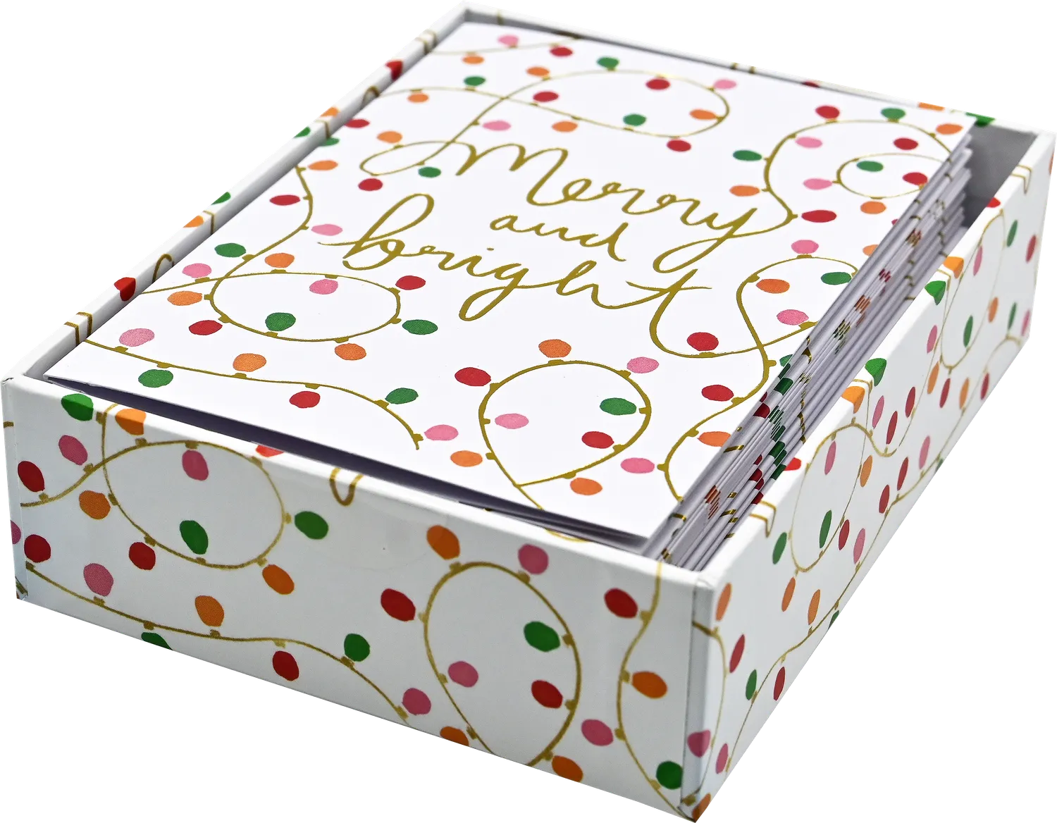 Peter Pauper Press Merry and Bright julekort 20 stk gullfolie